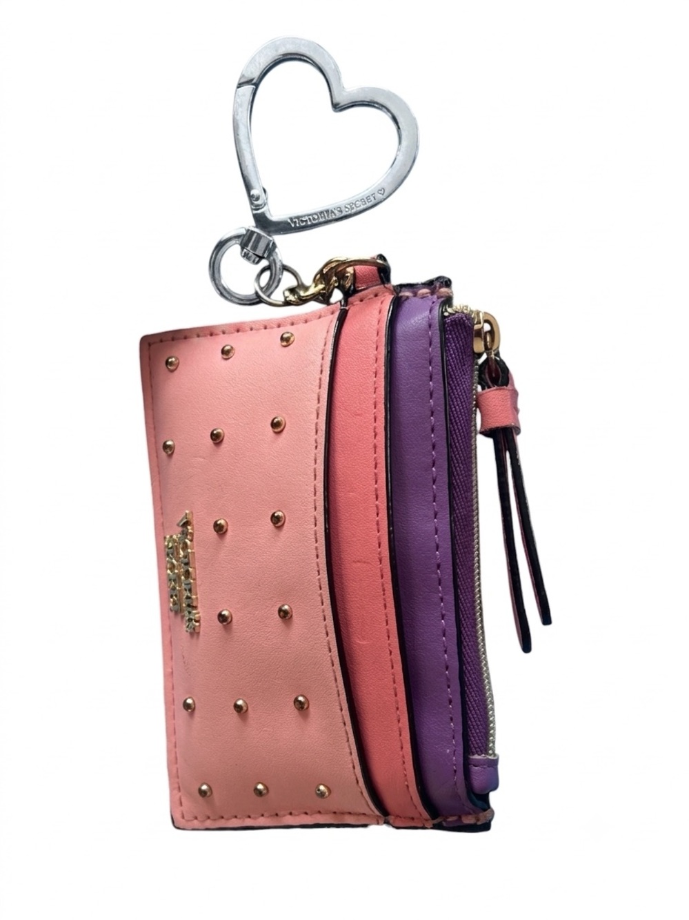 Victoria's Secret Pink and Purple Heart Key Card Holder